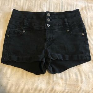 1st Kiss Black High Waisted Jean Shorts